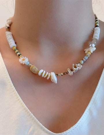 Trendy Irregular Natural Stone Beaded Choker Necklace DP25D762