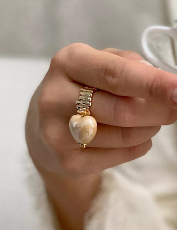 Trendy Candy Colored Ceramic Heart Ring DP25B785