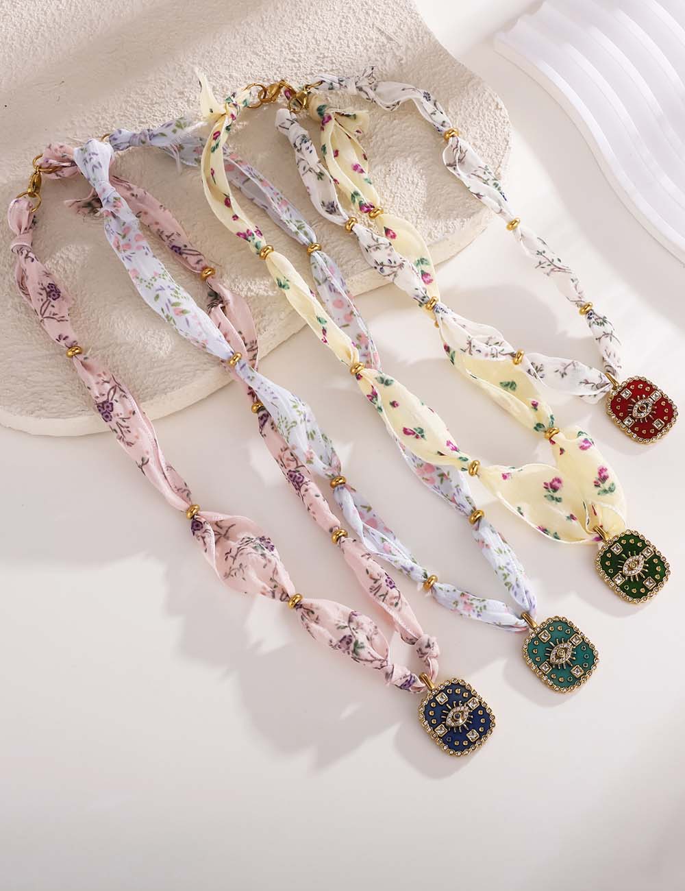 Simple Enamel Pendant Choker Scarf Necklace DP25E813