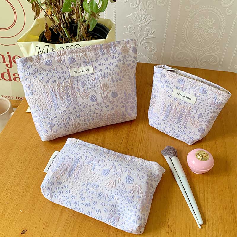 Floral Embossed Makeup Bag - DippedShop Wholesale - #7523