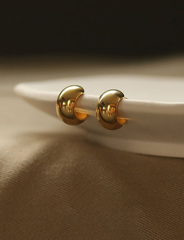 Gold Plated C Stud Earrings - DippedShop Wholesale - #8115