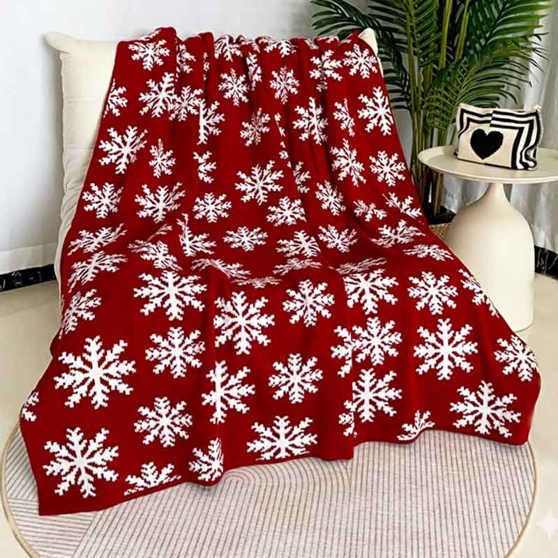Christmas Snowflake Reversible Soft Throw Knit Blanket DP25H423