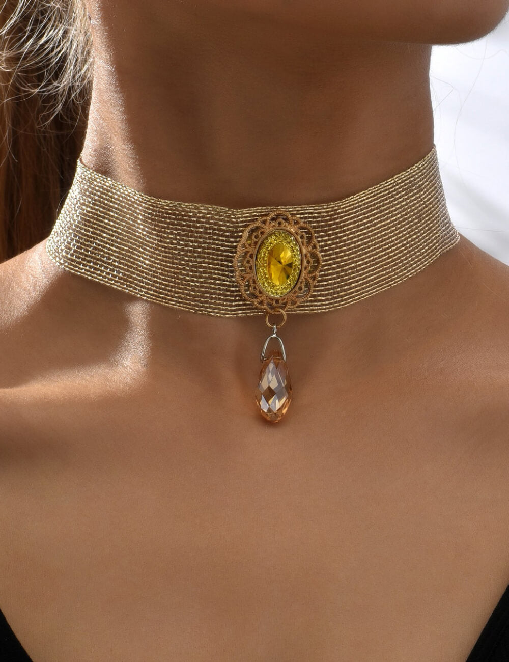 Trendy Teardrop Mesh Lace Choker Necklace DP25D856