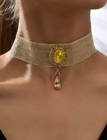 Trendy Teardrop Mesh Lace Choker Necklace DP25D856
