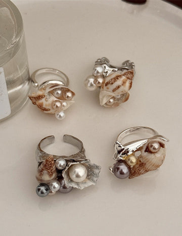 Handmade Pearl Shell Inlaid Stacked Open Ring DP25E752