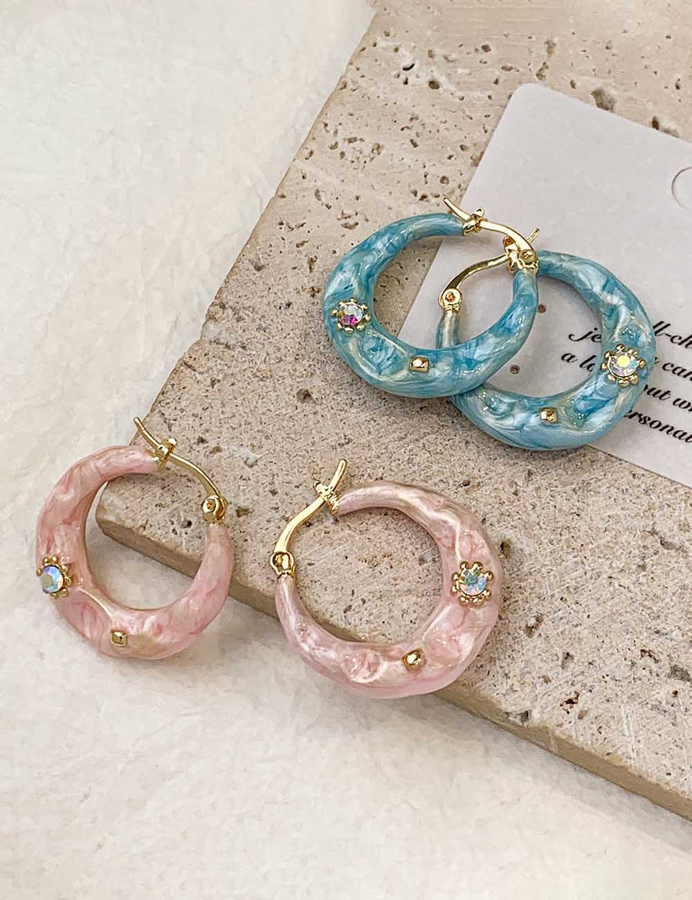 Vintage Enamel Hoop Earrings - DippedShop Wholesale - #8691