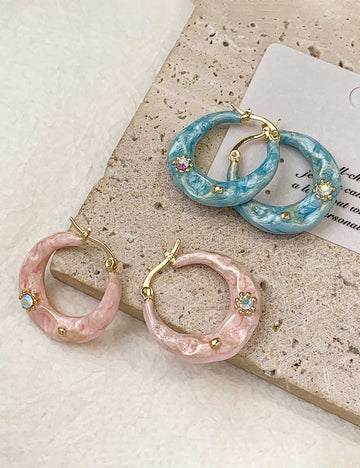Vintage Enamel Hoop Earrings - DippedShop Wholesale - #8691