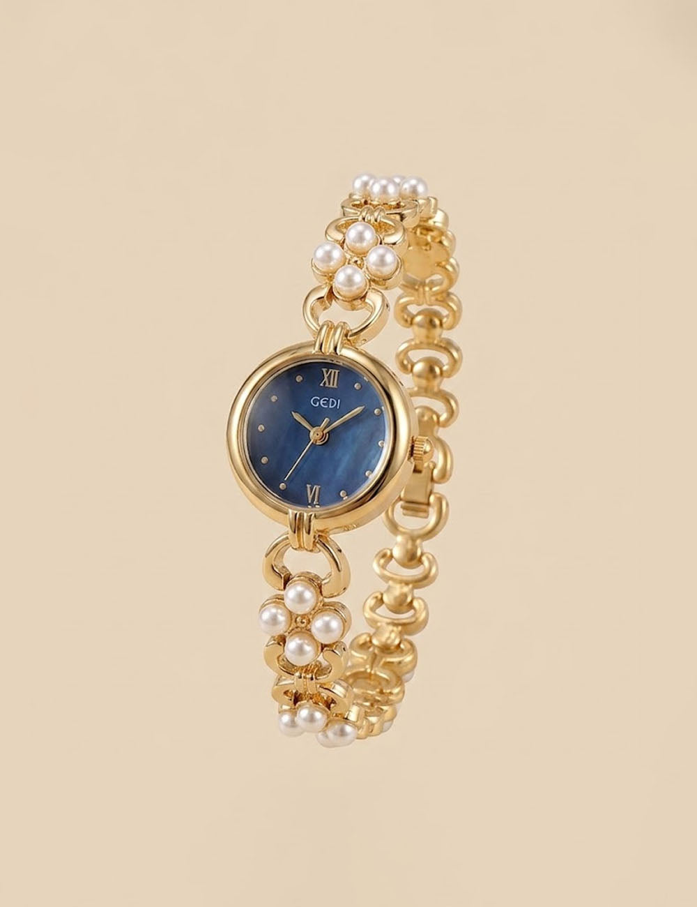 Elegant Pearl Gold Analog Quartz Bnagle Watch MK2SSAS6W6JWA01