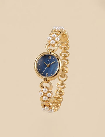 Elegant Pearl Gold Analog Quartz Bnagle Watch MK2SSAS6W6JWA01
