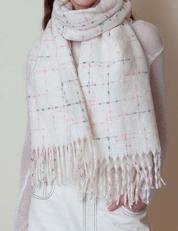 Plaid Colorful Dots Elegant Faux Cashmere Scarf DP25F623