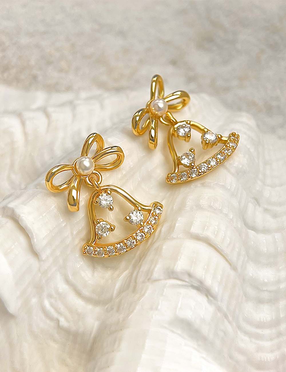 Elegant Hollow Bow Knot Bell Dangle Earring DP25G795