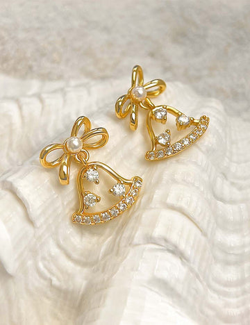 Elegant Hollow Bow Knot Bell Dangle Earring DP25G795