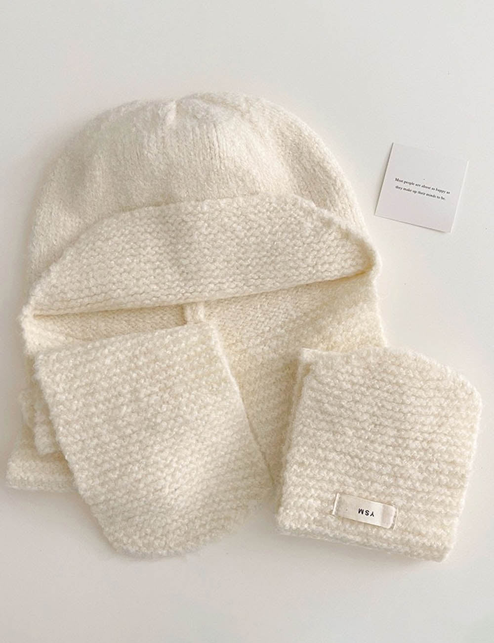 Winter Wool Blend Thermal Hooded Beanie Scarf DP25H691