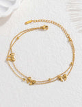 Trendy Bowknot Gold Plated Layered Chian Anklet 8ZA6JAB09