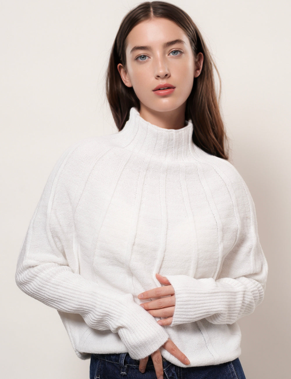 Solid Color Half High Collar Sweater DPT4866