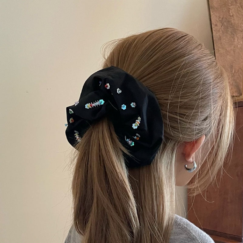 Beaded Flower Hair Scrunchie - DippedShop Wholesale - #2419