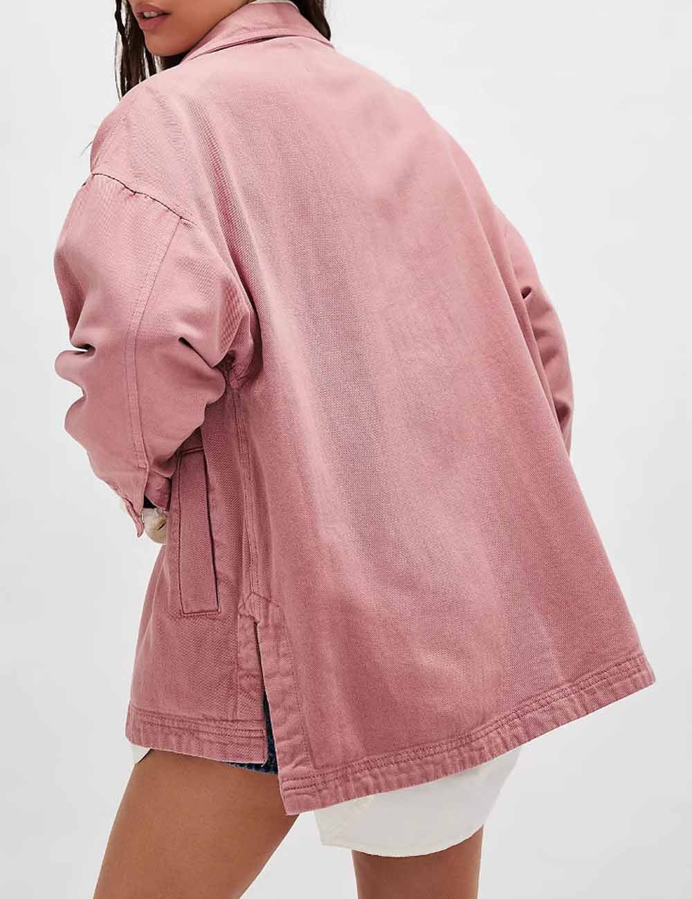 Trendy Solid Color Side Slit Denim Jacket DP25E828