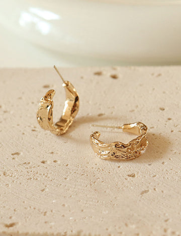 Geometric C Shaped Stud Hoop Earrings DP25E707