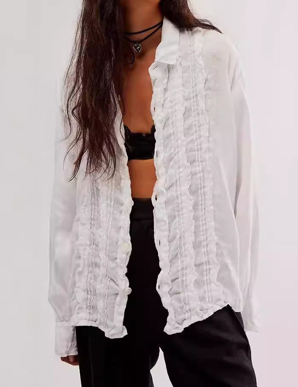 Elegant Ruffled Polo Shirt - DippedShop Wholesale - #5491