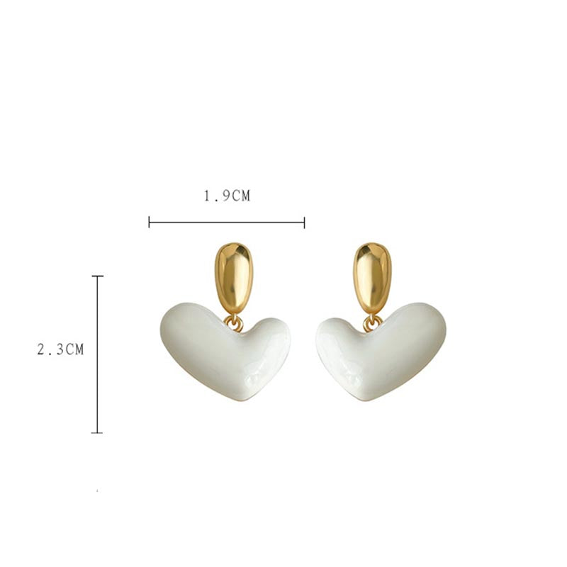 Cream White Heart Earrings - DippedShop Wholesale - #9123