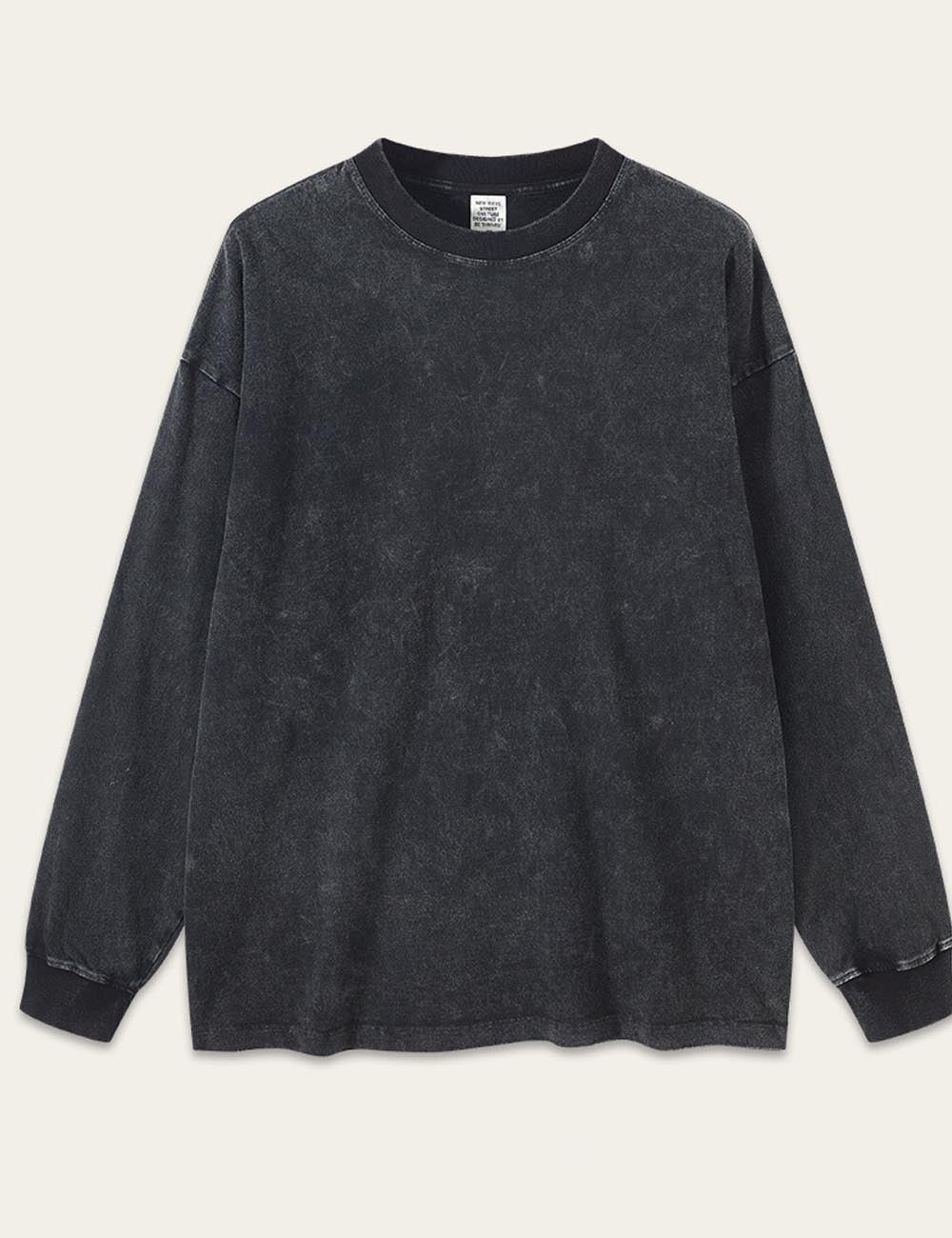 Vintage Washed Crew Neck Long Sleeve T-shirt DP25E569