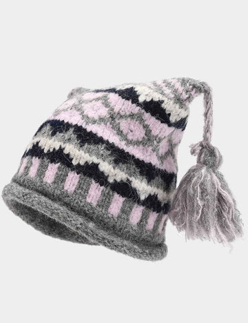 Boho Colorful Braided Tassel Knit Beanie Hat DP25G736
