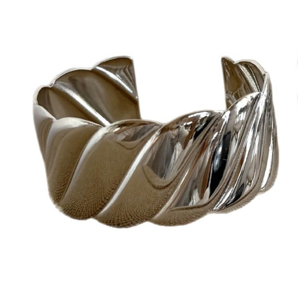 Minimalist Wide Twisted Open Cuff Bracelet DPP25D709