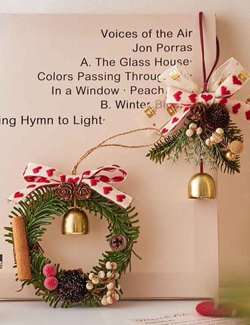 Christmas Wreath Bow Jingle Bell Hanging Orenament DP25G779