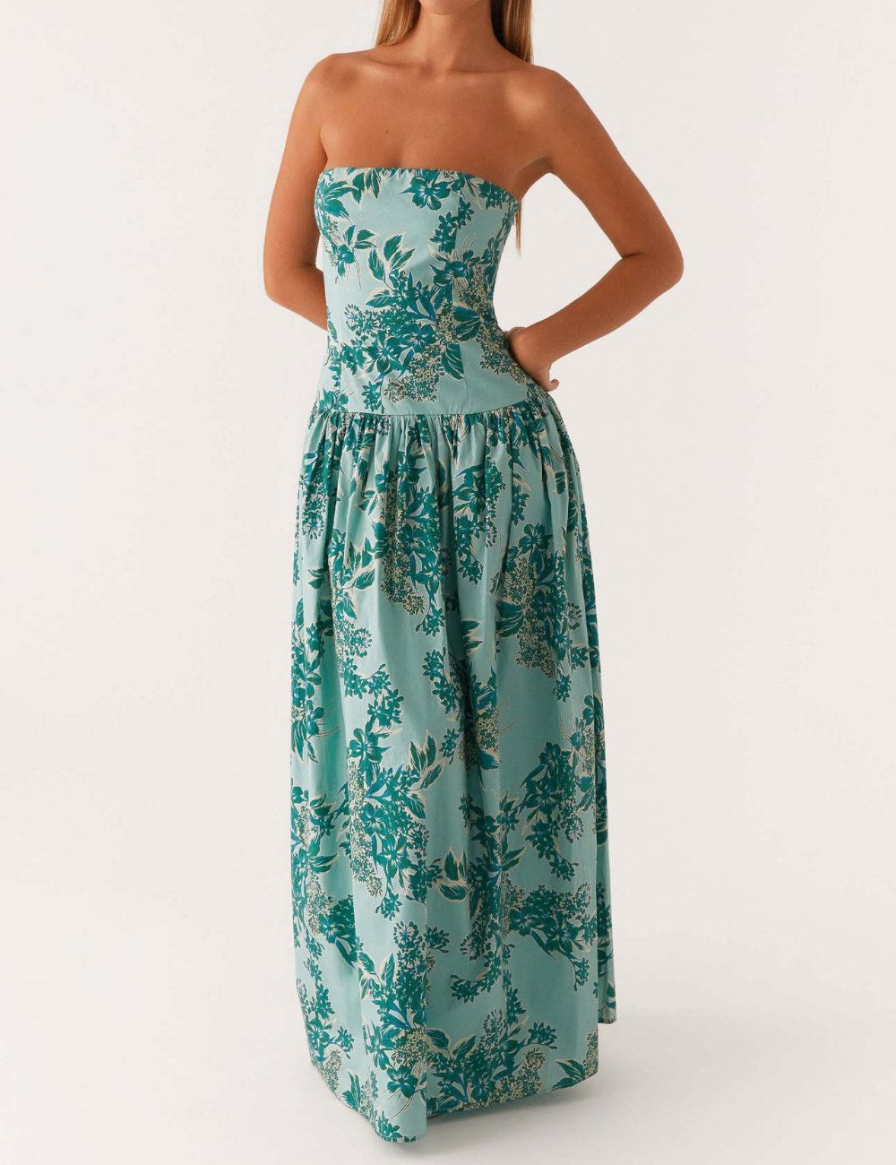 Print Strapless Sexy Maxi Dress DP25D602