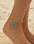 Gold Plated Blue Flower Pendan - DippedShop Wholesale - #3043