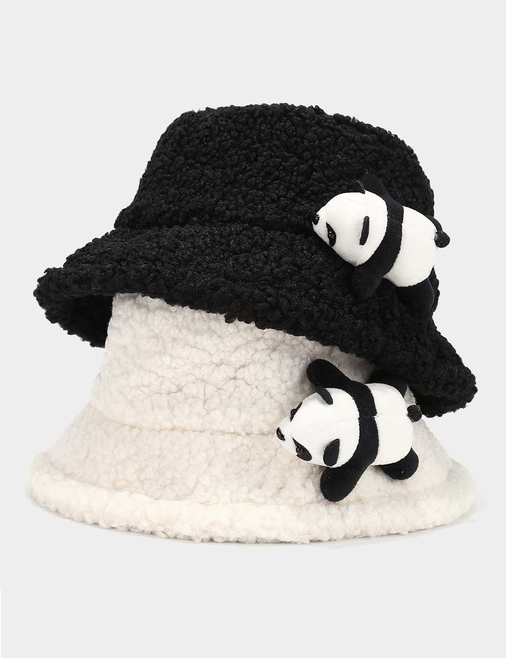 Cute Panda Sherpa Bucket Winter Hat DP25F651