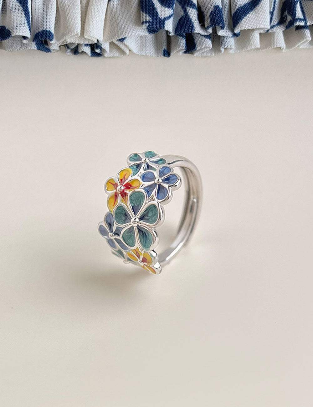 Flower Enamel Drip Glaze Open Ring DP25E757