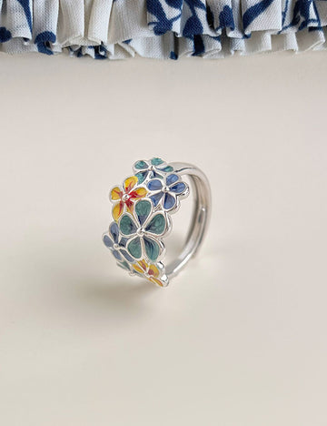 Flower Enamel Drip Glaze Open Ring DP25E757