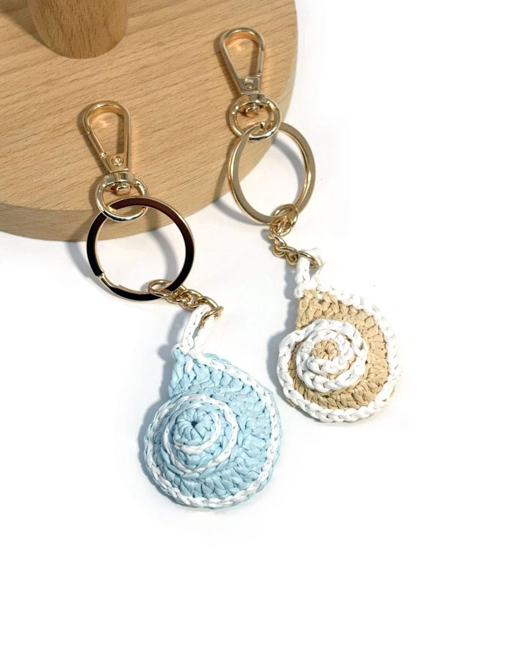 Handmade Raffia Beach Shell Keychain Bag Charm 8ZA6BBC26