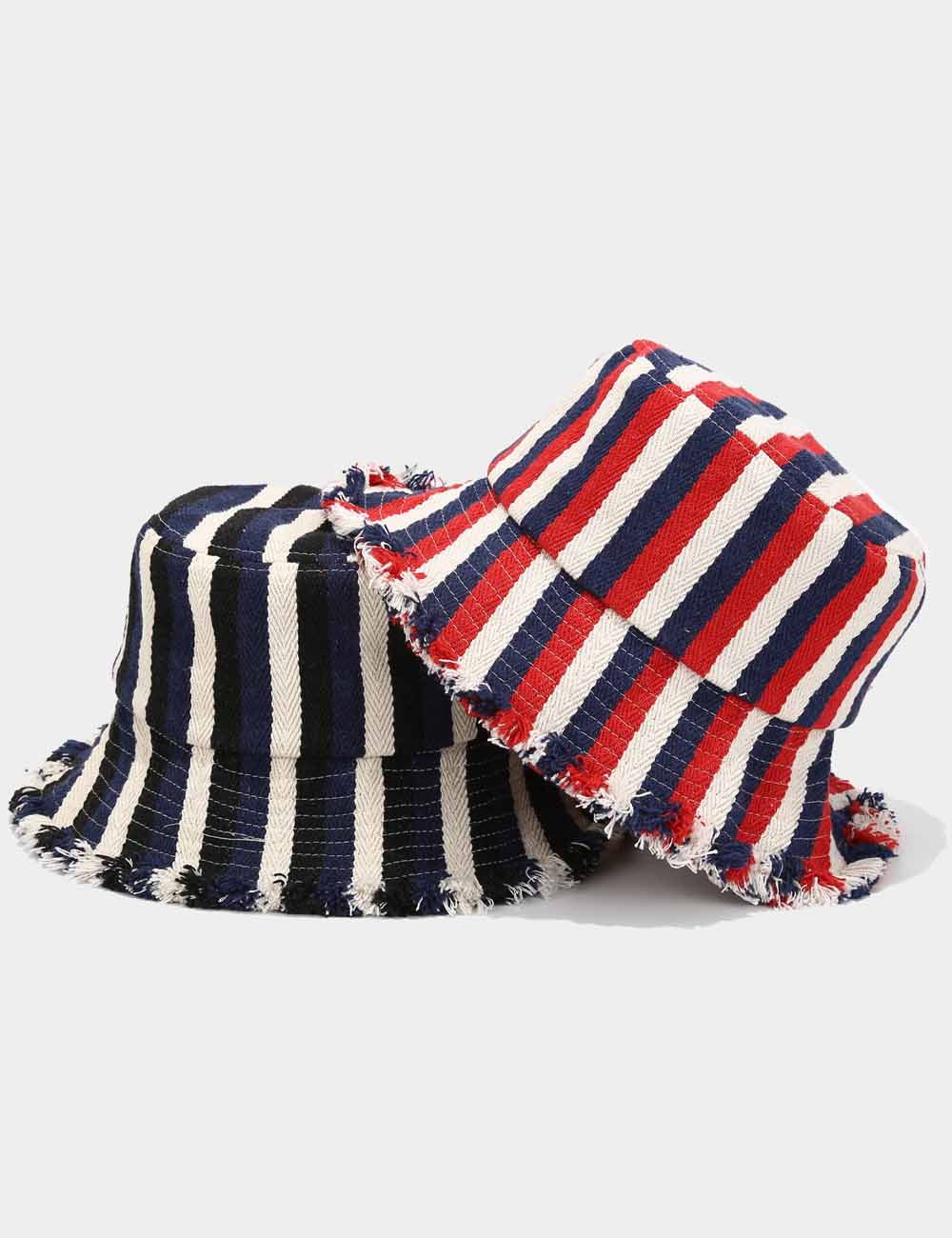 Trendy Striped Frayed Edge Fisherman Hat DP25F660