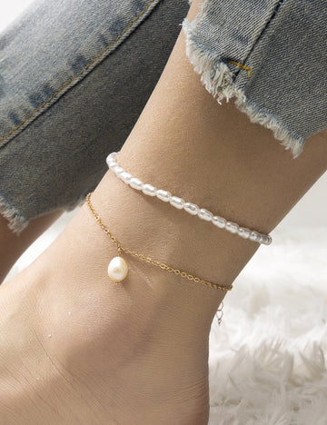 Simple Multi-Layer Pearl Anklet DPJA2