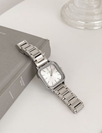 Minimalist Small Square Stainless Steel Watch DP25E435