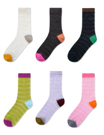 Color Contrast Mesh Socks - DippedShop Wholesale - #4387