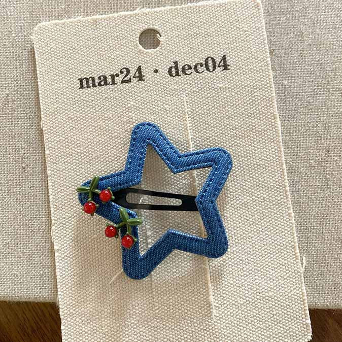 Letter Cute Cherry Denim Hair Clip DP25F435