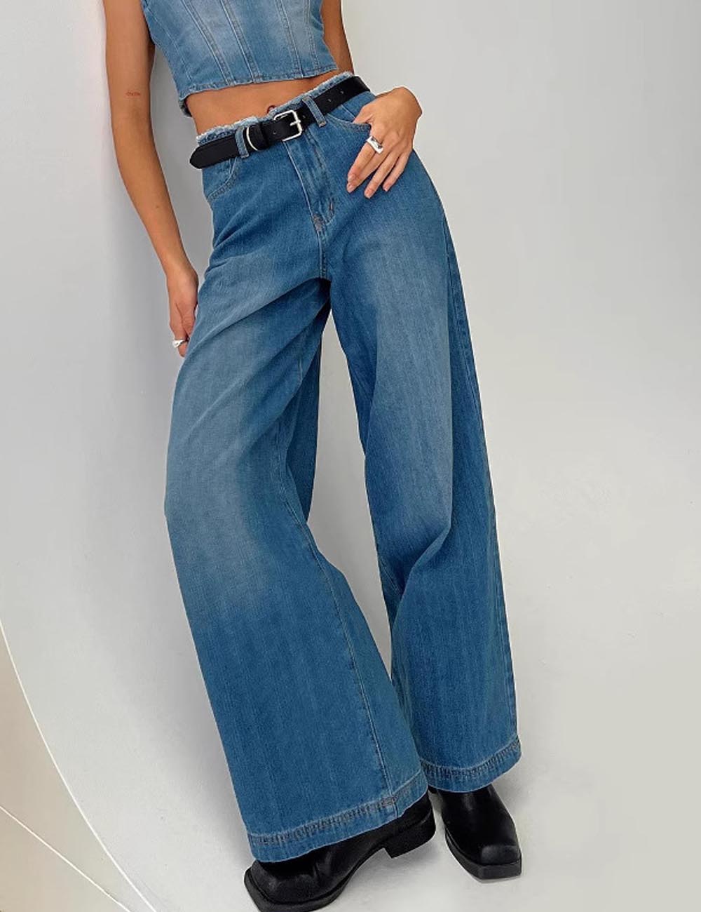 Retro Baggy High Waist Straight Leg Jeans DP25G697
