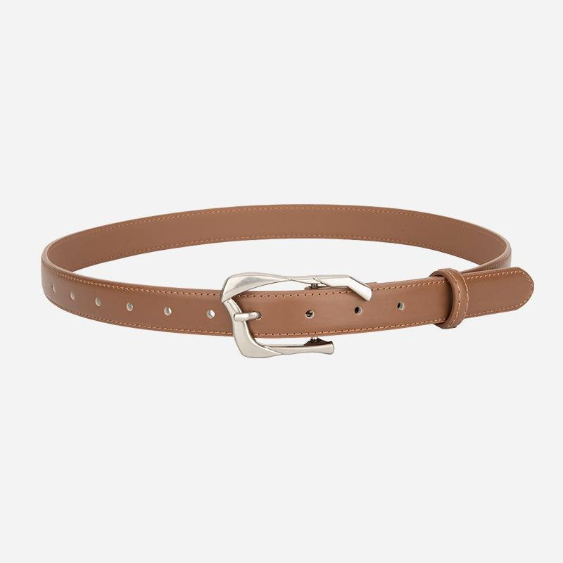 Trendy Unique Metal Buckle Skinny Leather Belt MK2LEEP6W6JBT33