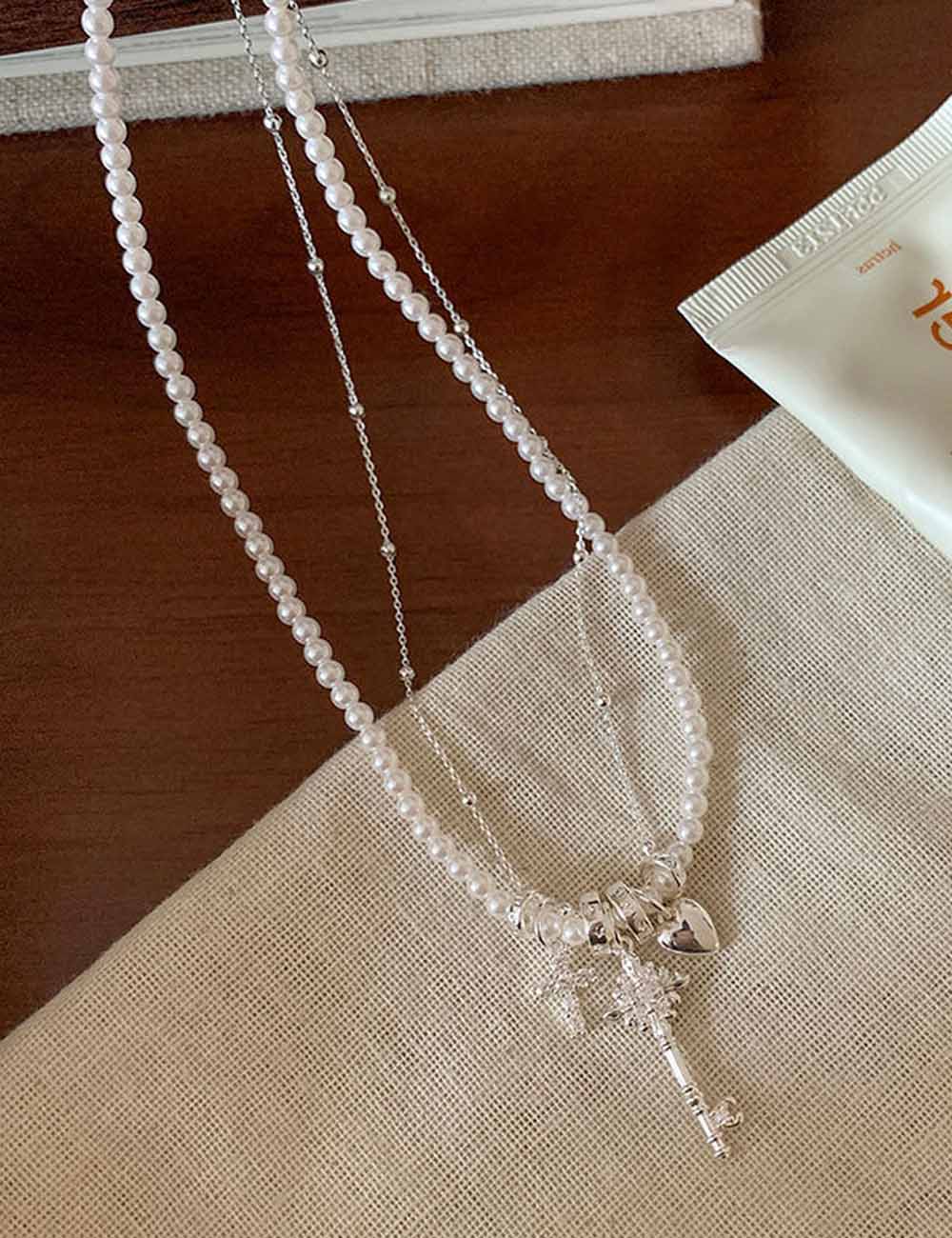 Heart Cross Pearl Necklace - DippedShop Wholesale - #0387