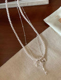 Heart Cross Pearl Necklace - DippedShop Wholesale - #0387