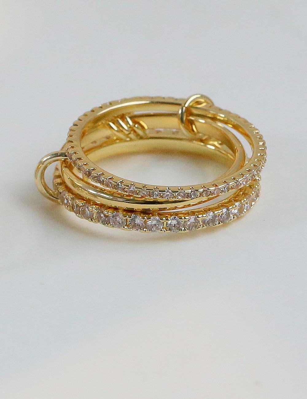 Color Block Rhinestone Interlocking Stackable Rings DP25E734