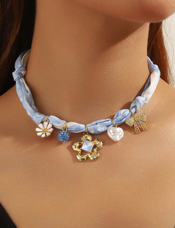 Elegant Pendant Floral Scarf Necklace DP25E819