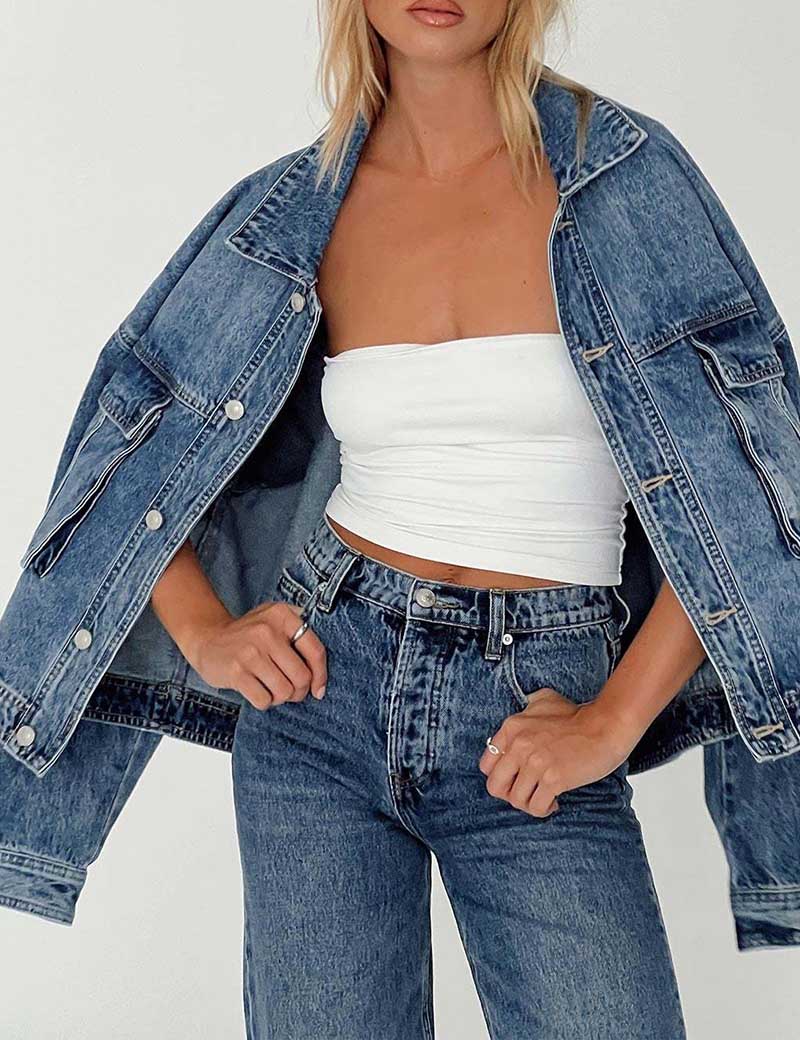 Washed Casual Pockets Buttons Denim Jacket DP25G805