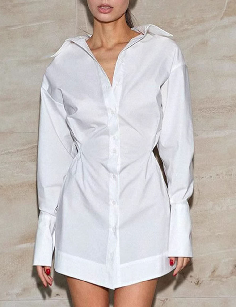 Lapel Buttons A-Line Mini Dress DP25E680