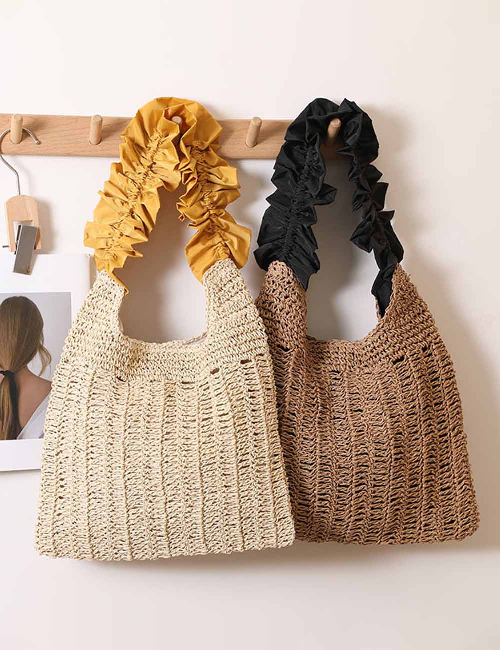 Ruffled Handle Shoulder Bag - DippedShop Wholesale - #0691