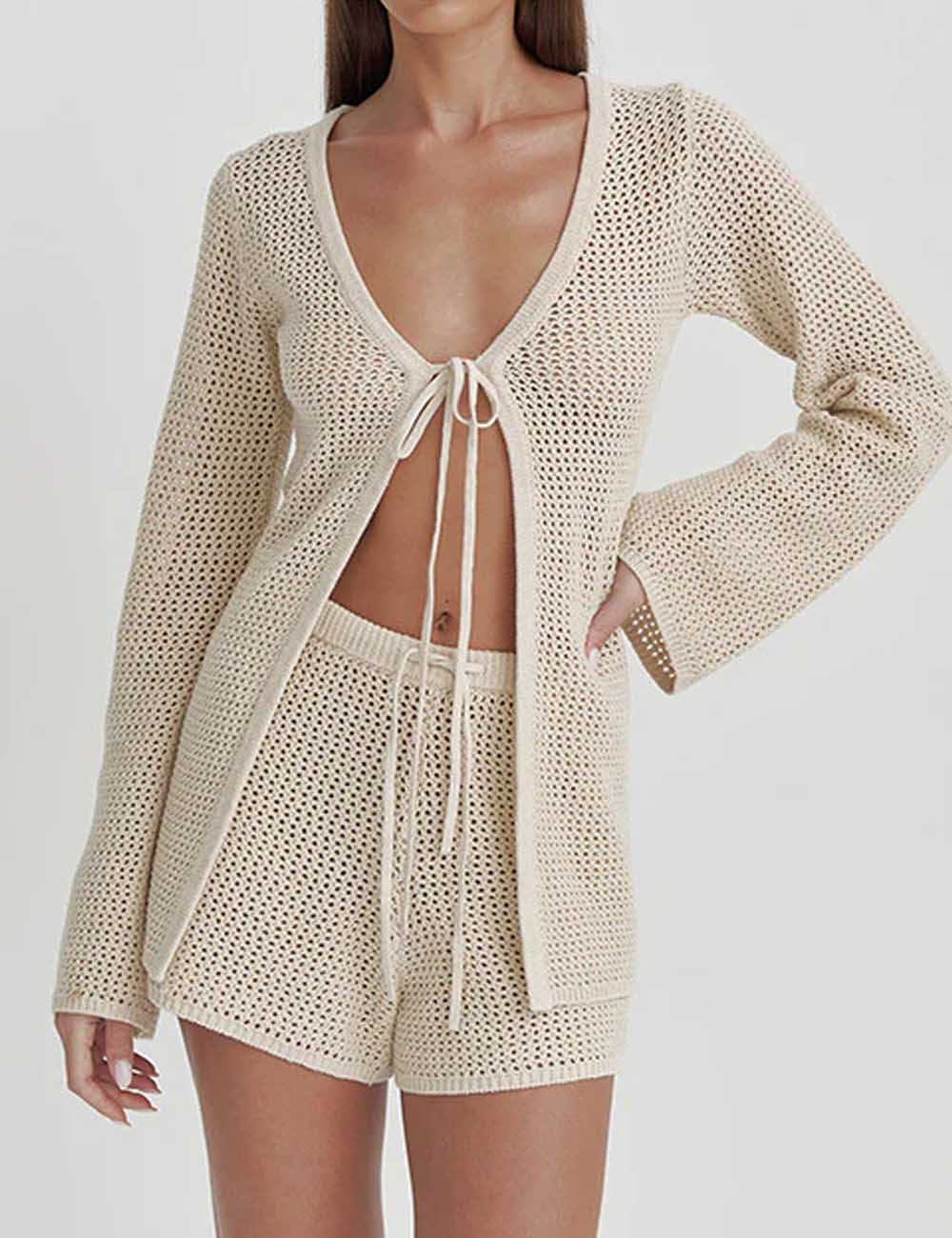 2 Pcs Minimalist Solid Color Swimsuit Coverup Sets DP26I437