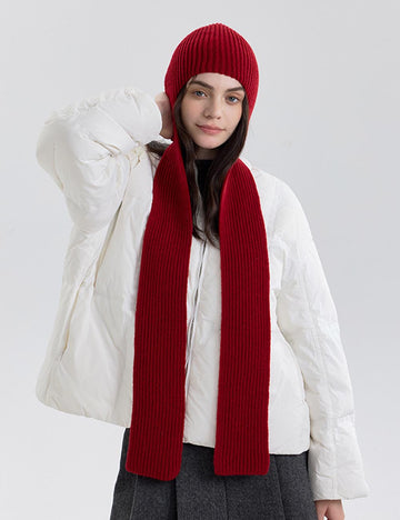 Minimalist Thermal Solid Color Knitted Hooded Scarf DP25H690